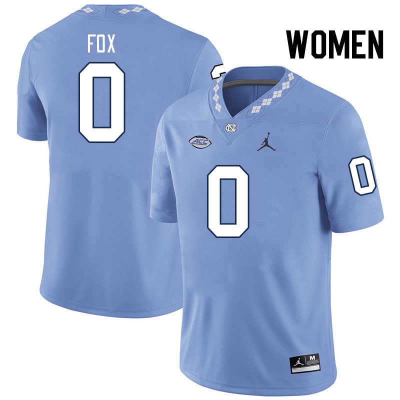 Women #0 Tomari Fox North Carolina Tar Heels College Football Jerseys Stitched Sale-Carolina Blue
